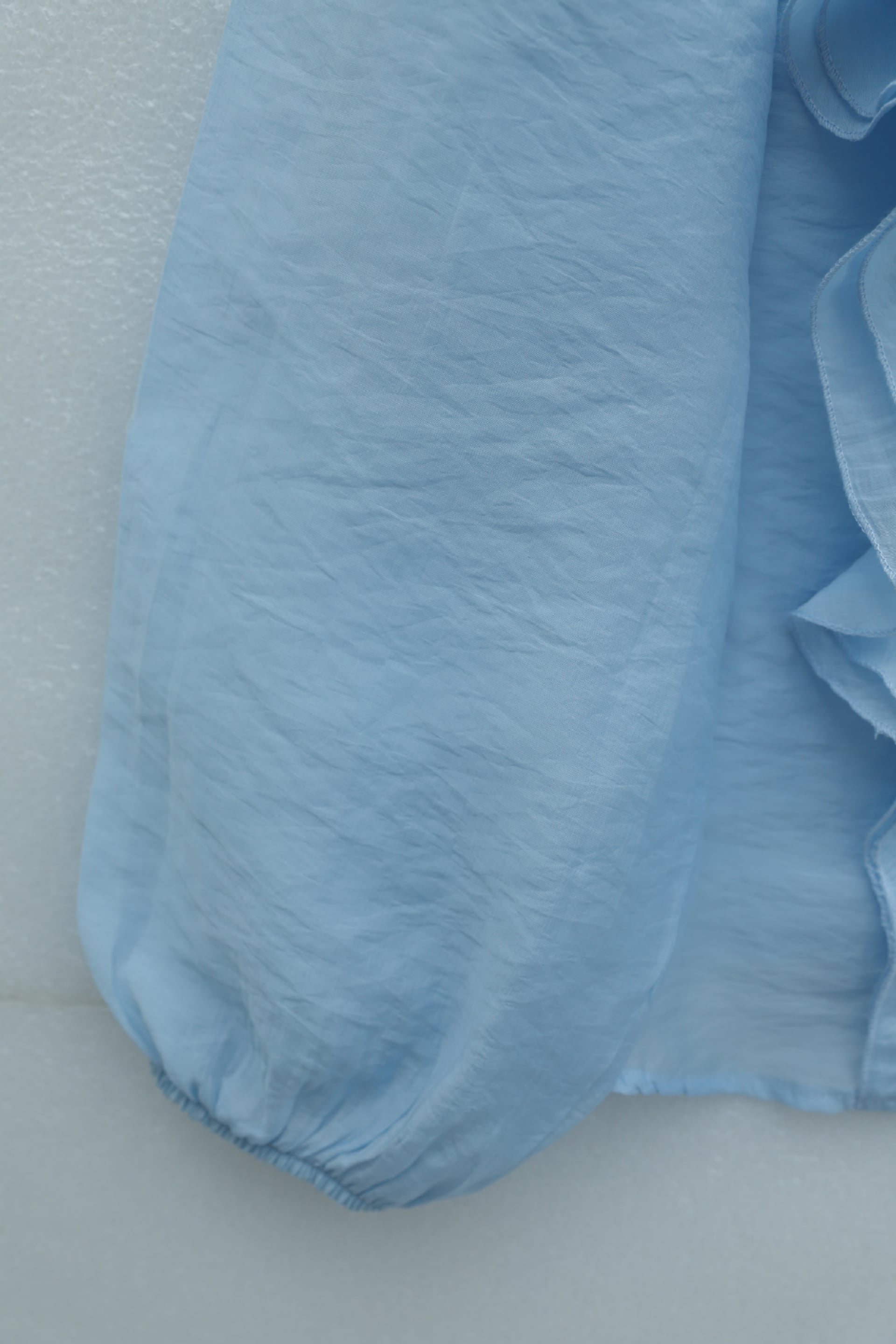 Ruffled Front Long Sleeve Blouse and Lined A-Line Skirt Set in Baby Blue - Podyumplus - by Peralane - photo 6