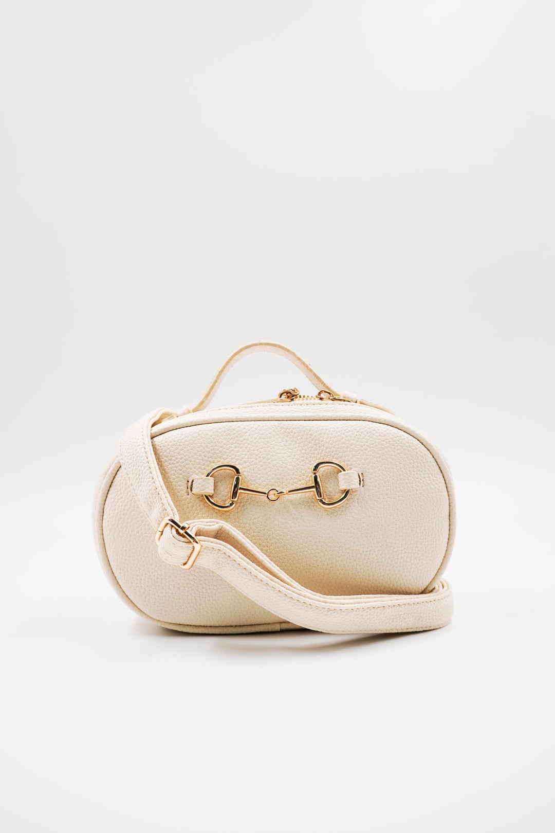Bonnie Beige Women's Shoulder Bag with Gold-Tone Horsebit Detail 6237 - Aron Atelier - by Peralane - photo 3