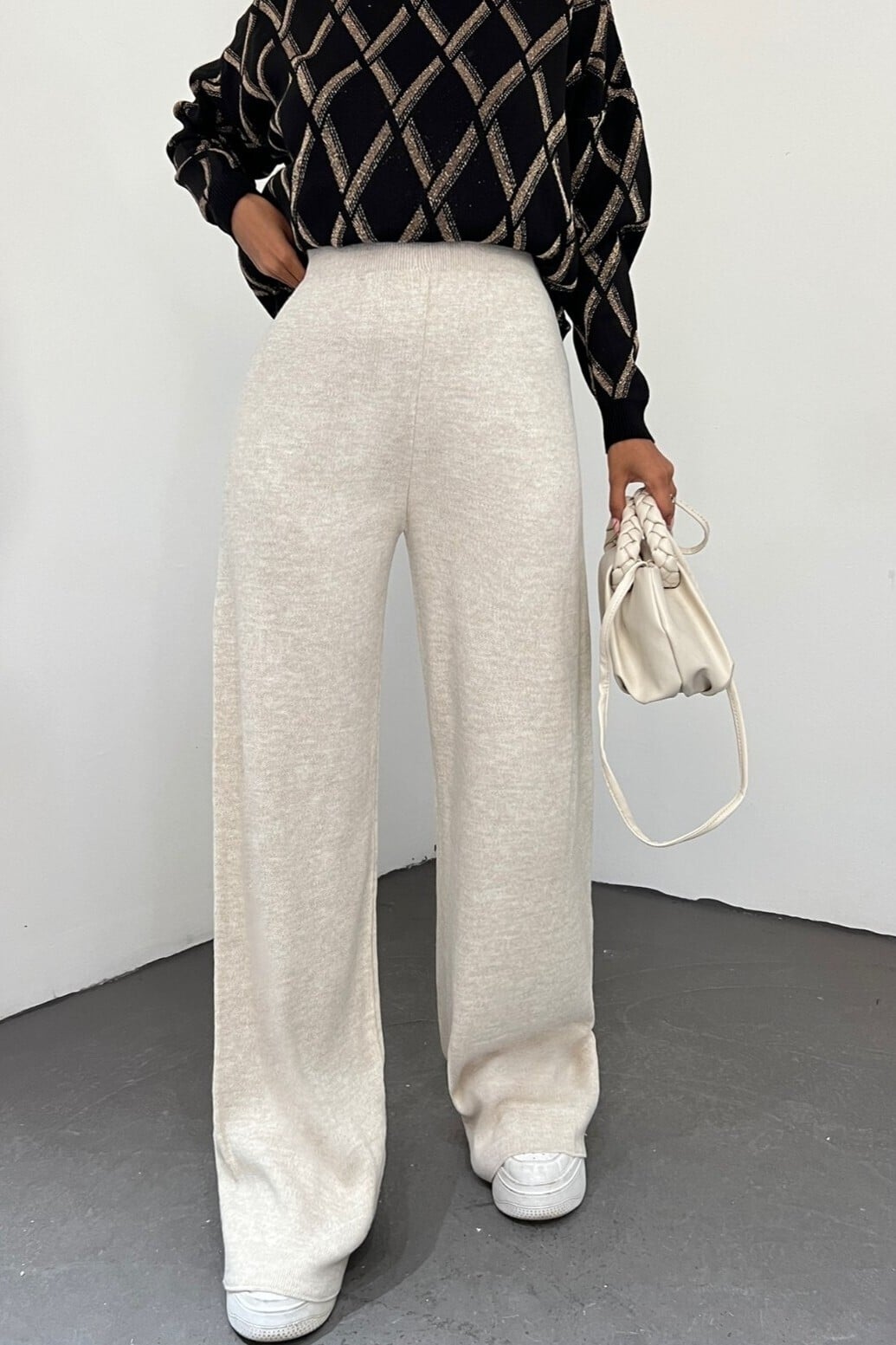 Cream Loose Fit Knit Lounge Trousers - Podyumplus - by Peralane - photo 4