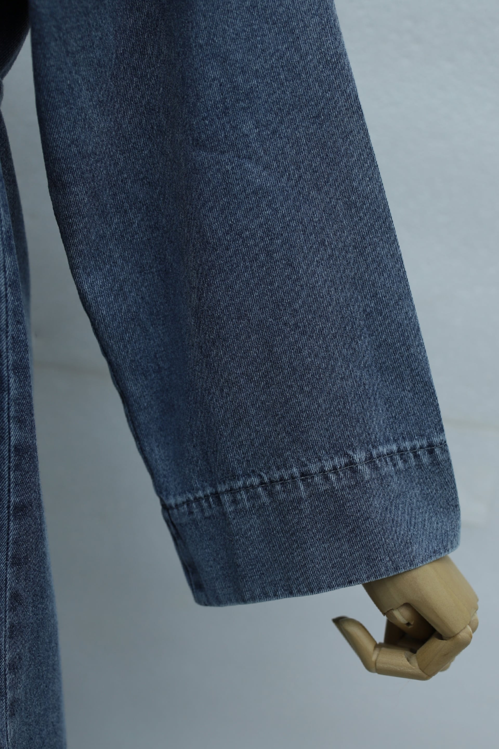 Long Denim Kimono Coat with Brooch Detail and Belt - Ice Blue - Podyumplus - by Peralane - photo 5
