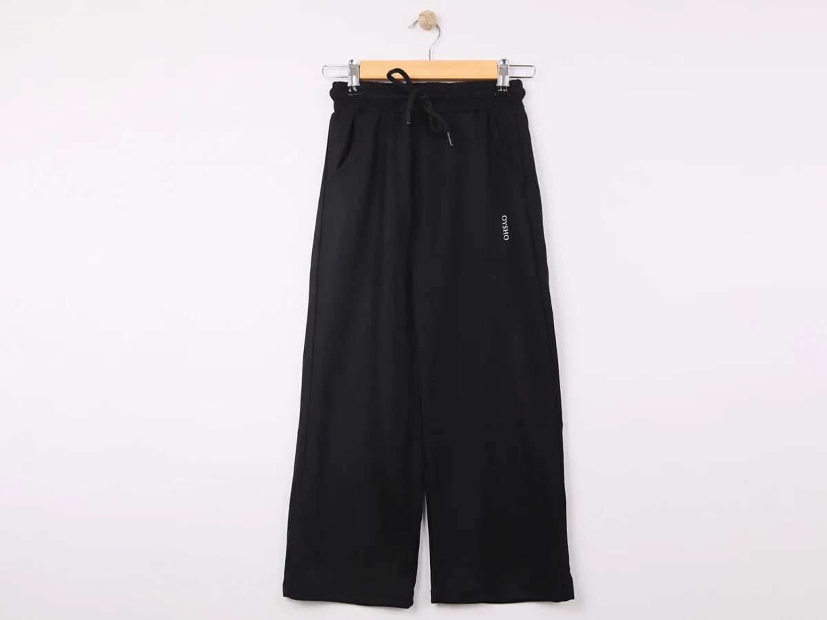 Girls' Wide-Leg Trousers with Pockets - Black - Langa - by Peralane