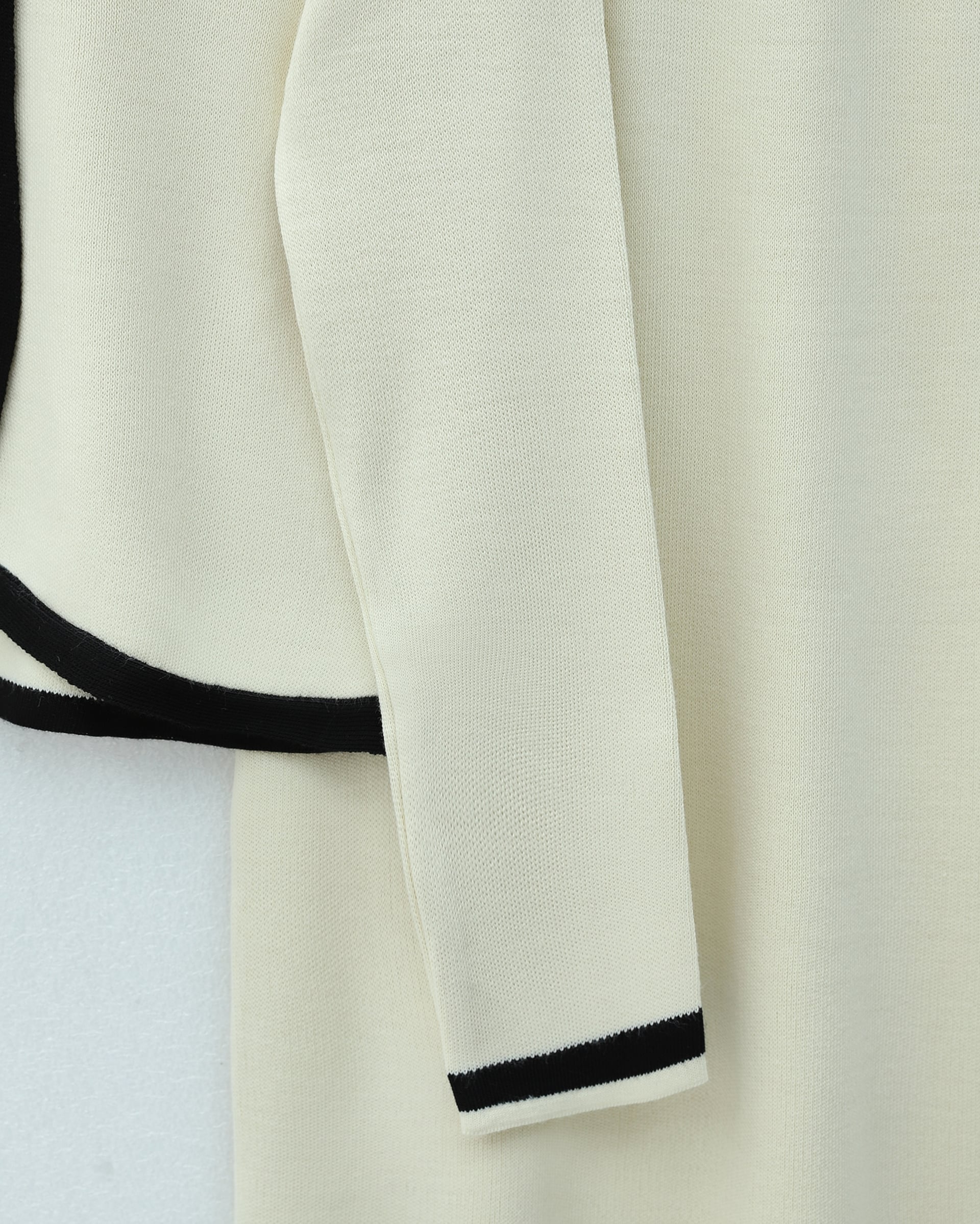 Cream Lace-Up Striped Button Skirt Knit Co-ord Set - Podyumplus - by Peralane - photo 5
