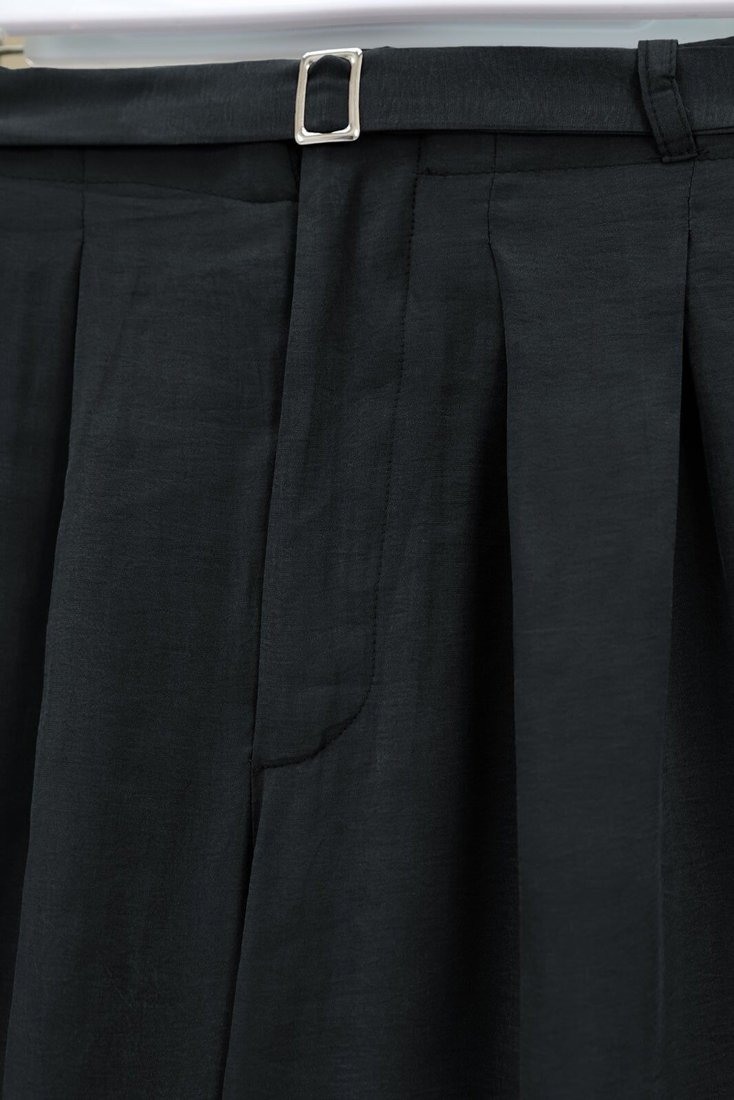 Black High-Waist Wide-Leg Trousers with Fabric Belt - Podyumplus - by Peralane - photo 4