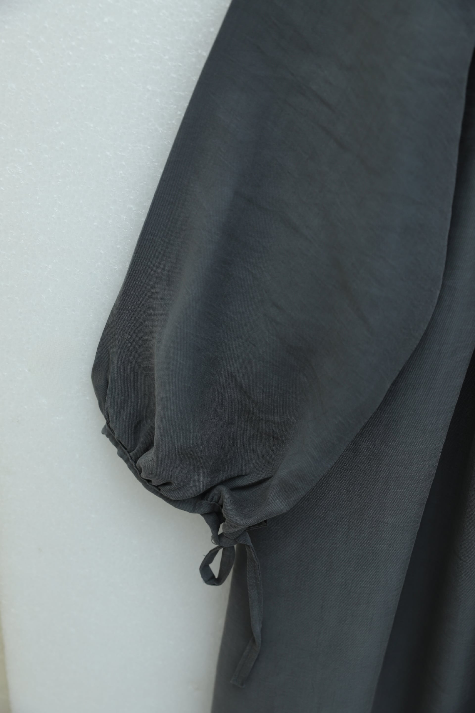 Half Button Ribbed Tie-Waist Tencel Dress - Smoke Grey - Podyumplus - by Peralane - photo 6