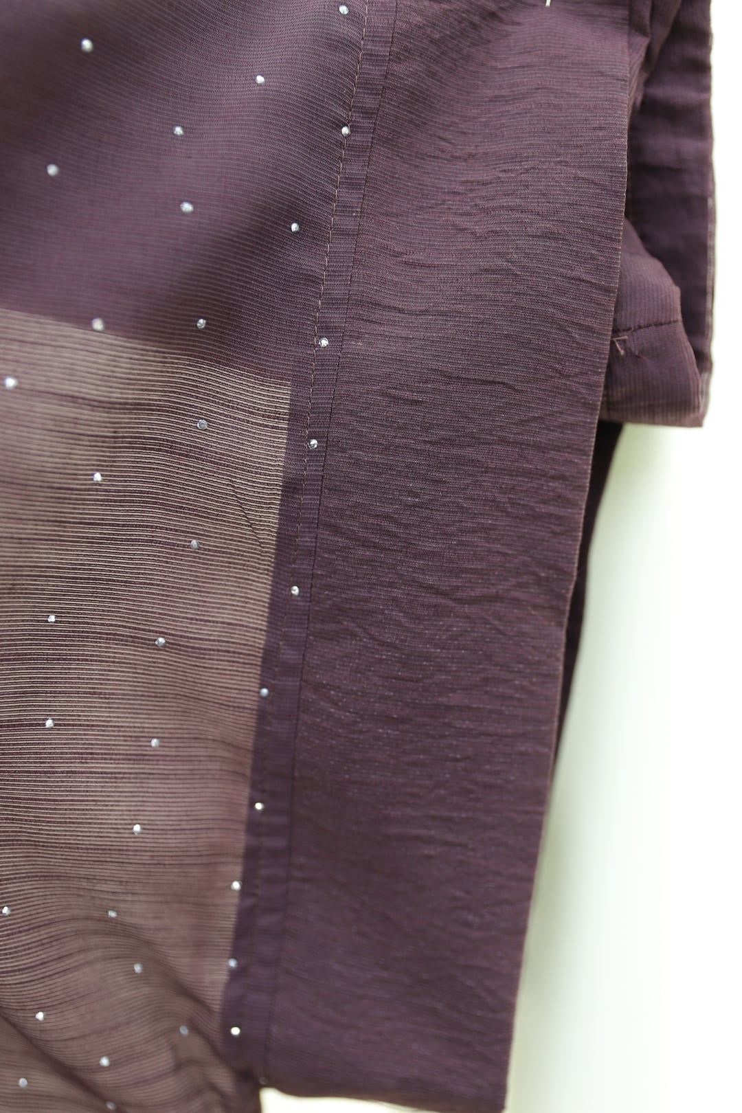 Belted Lined Flam Tulle Abaya Set with Inner Dress and Stone Details - Plum - Podyumplus - by Peralane - photo 7
