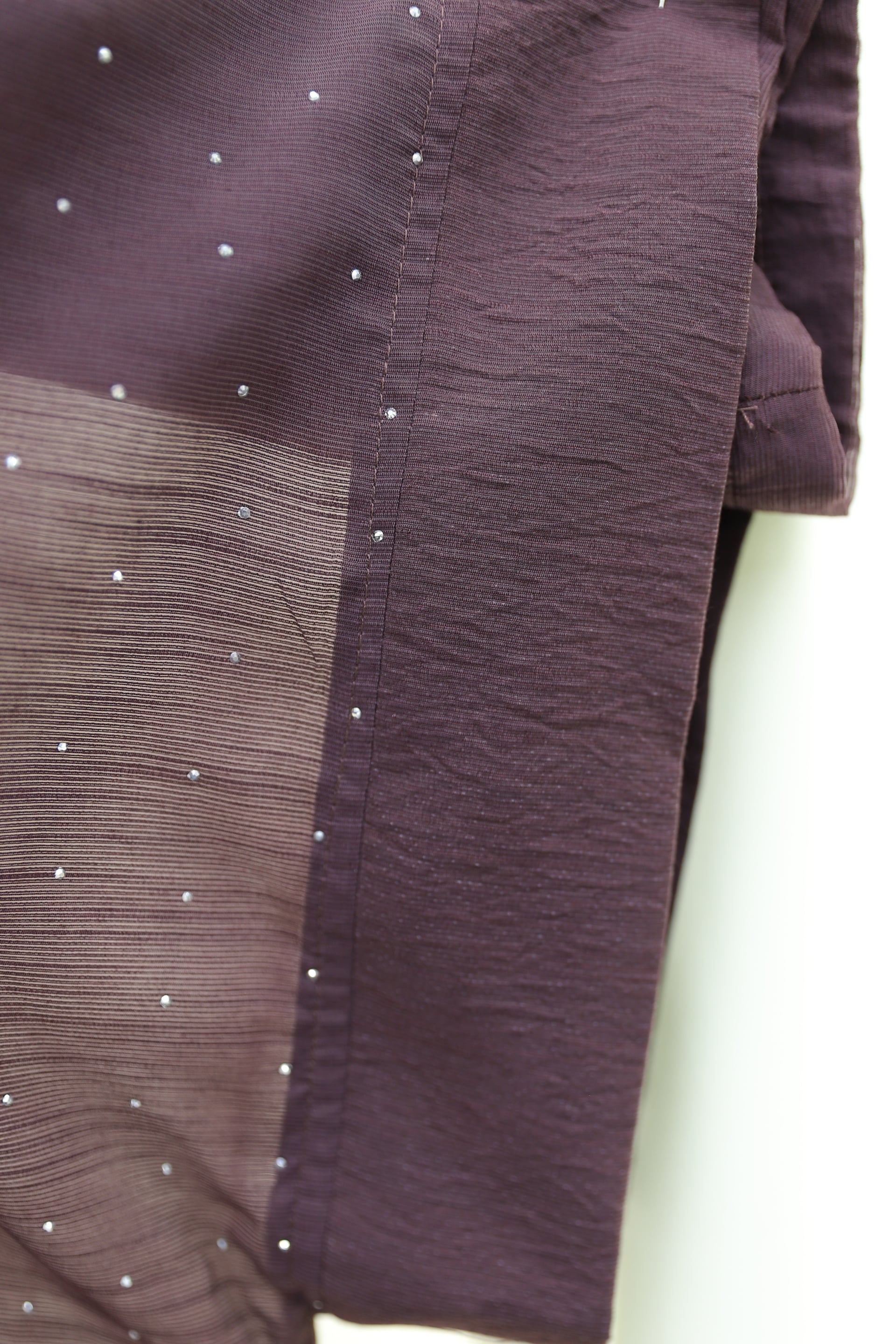 Belted Lined Flam Tulle Abaya Set with Inner Dress and Stone Details - Plum - Podyumplus - by Peralane - photo 7