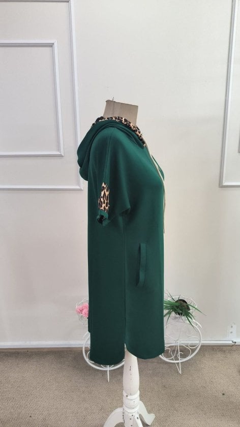 Women's Short Sleeve Hooded Drawstring Dress with Side Pockets - Janes - by Peralane - photo 5