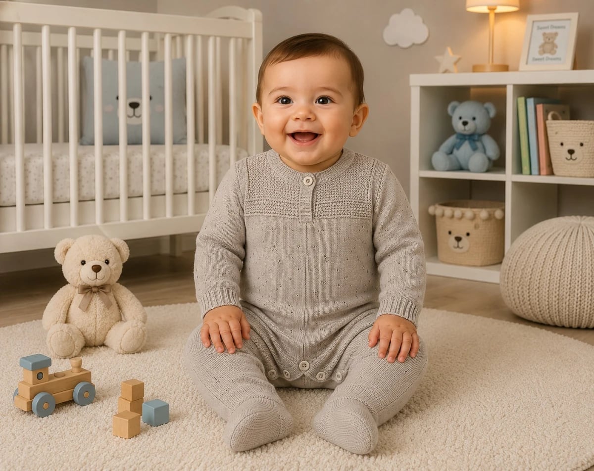 Knitted Baby Footie Romper - Light Grey (Pack of 3) - Has Bereket - by Peralane