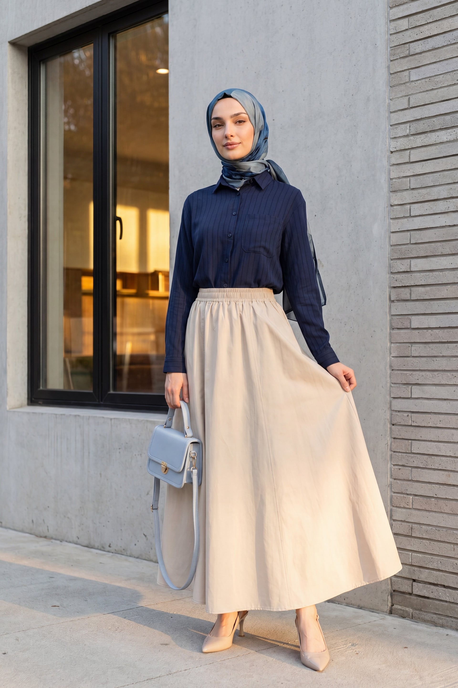 Navy Blue Long Back Linen Shirt with Folded Sleeves and Chest Pocket - Podyumplus - by Peralane