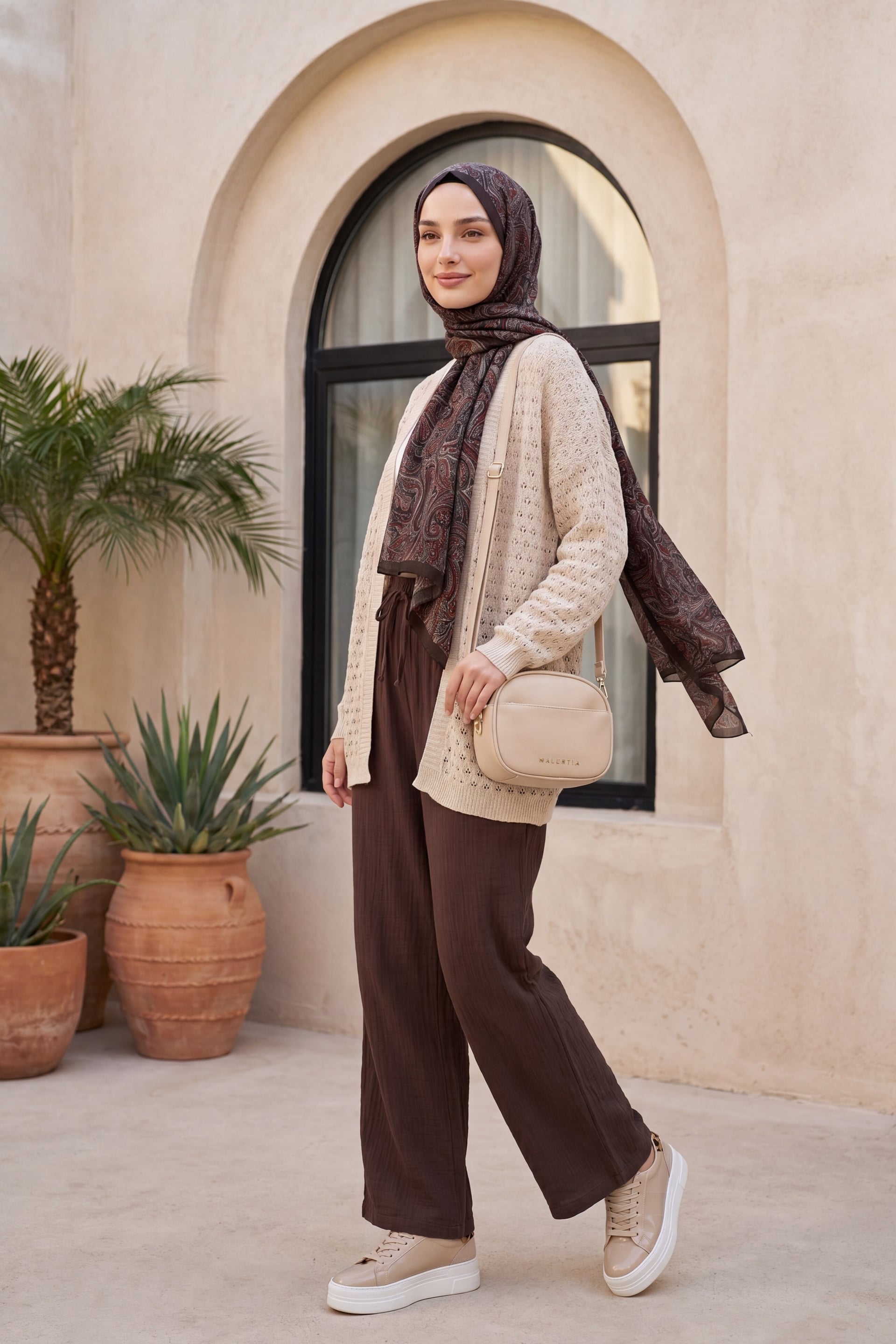 Openwork Relaxed Knit Cardigan - Stone - Podyumplus - by Peralane - photo 4