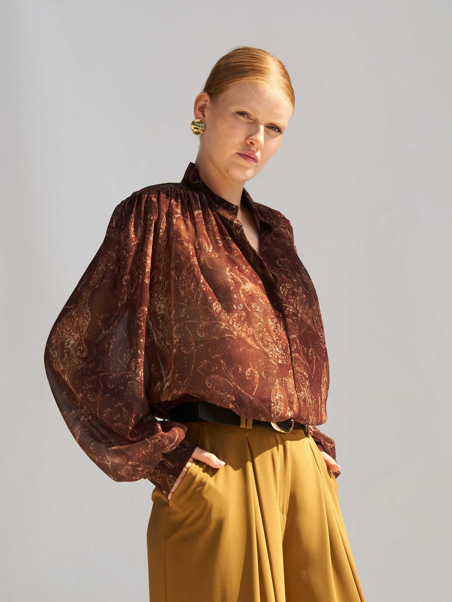Sheer Paisley Print Blouse with Collar - Lefon - by Peralane - photo 10
