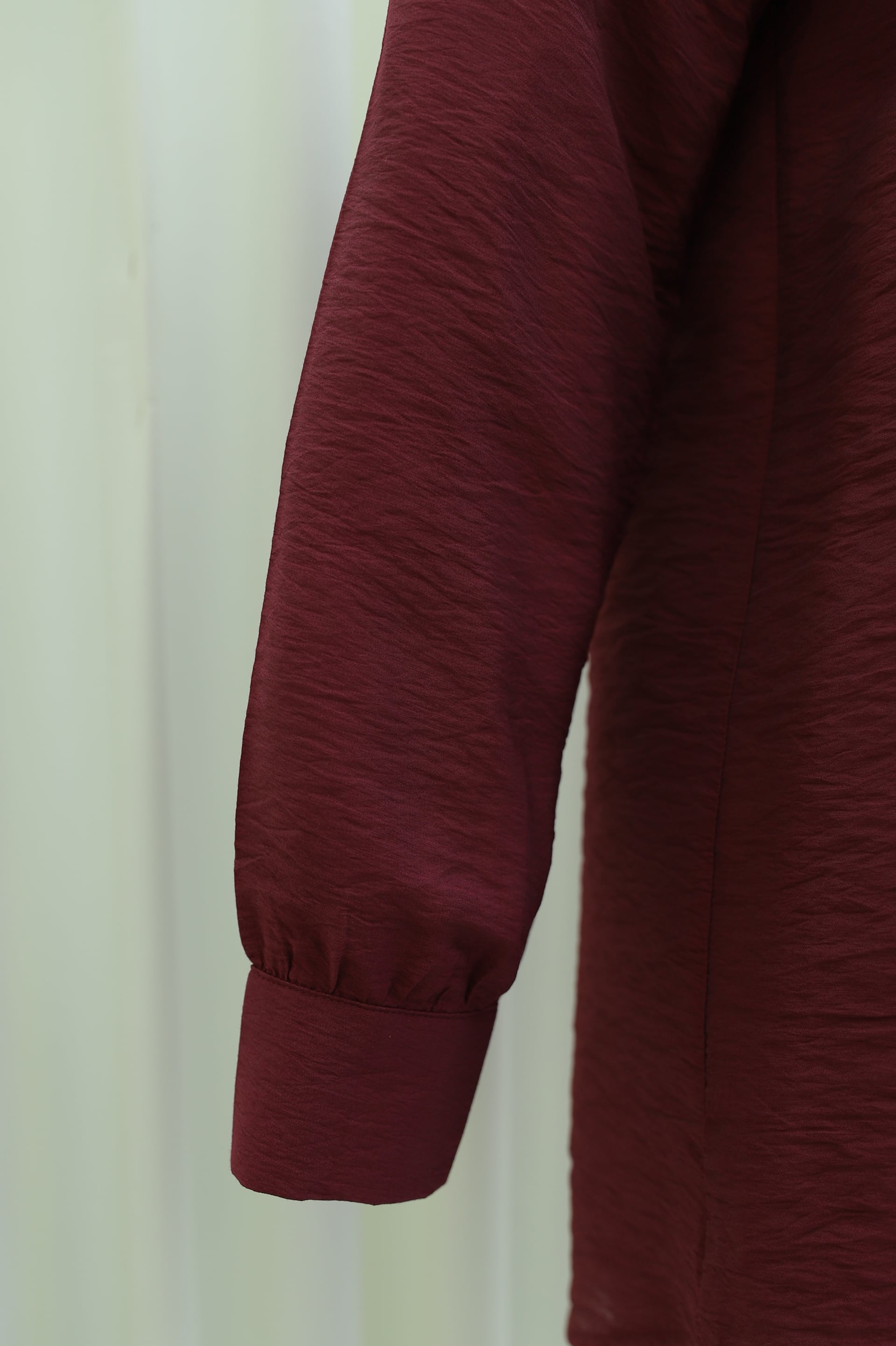 Ruffled Yoke Buttoned Rayon Tunic - Bordeaux - Podyumplus - by Peralane - photo 10