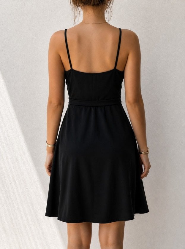 Women's Sleeveless Cowl Neck Short Dress with Spaghetti Straps - Janes - by Peralane - photo 2