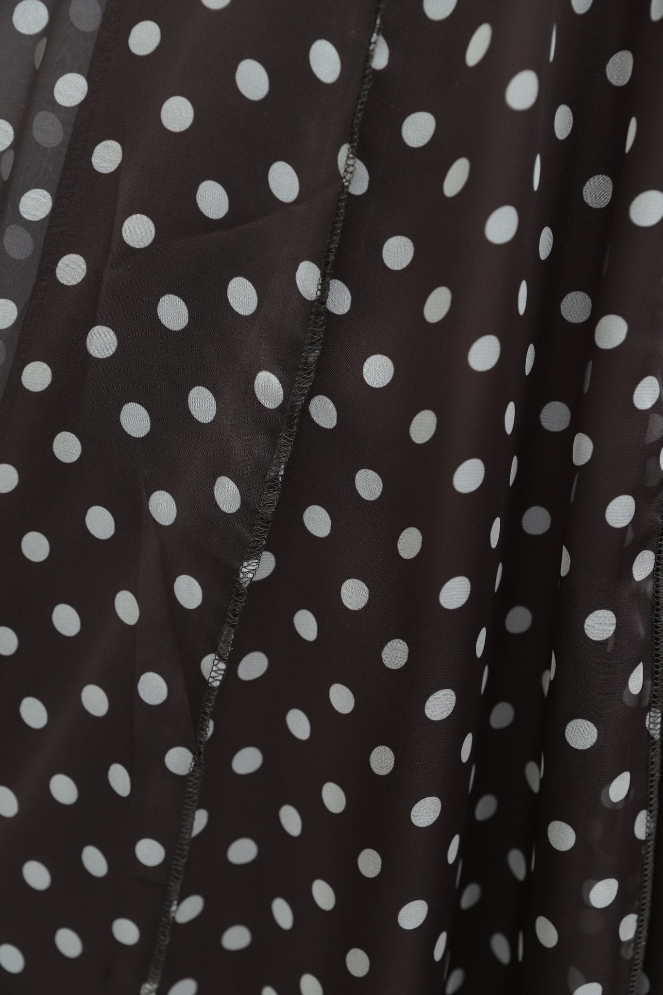 Women's Brown Polka Dot Asymmetric Sheer Chiffon Skirt with Elastic Waist - Podyumplus - by Peralane - photo 6