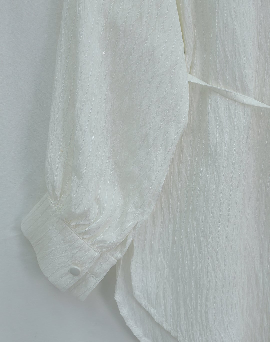 Belted Sequin Detail Button-Down Blouse with Tie Waist - White - Podyumplus - by Peralane - photo 5