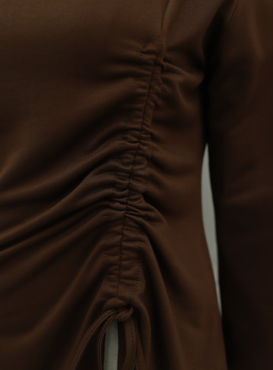 Brown Asymmetric Drawstring Jersey Sweatshirt for Women - Podyumplus - by Peralane - photo 7