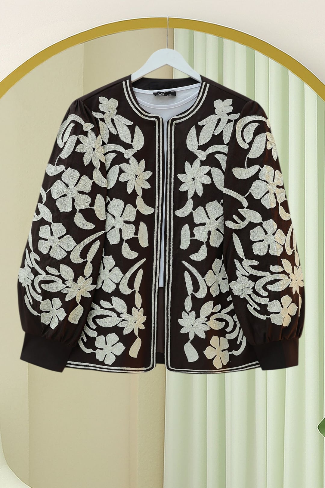 Embroidered Lined Cardigan for Women - Dark Brown - Podyumplus - by Peralane - photo 4