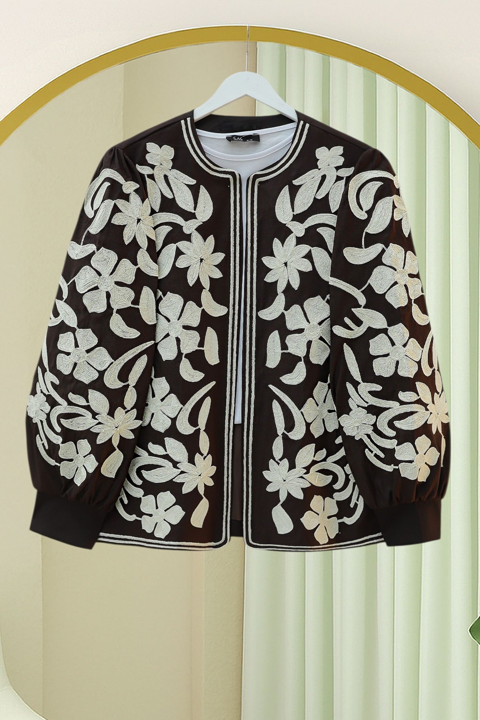 Embroidered Lined Cardigan for Women - Dark Brown - Podyumplus - by Peralane - photo 4