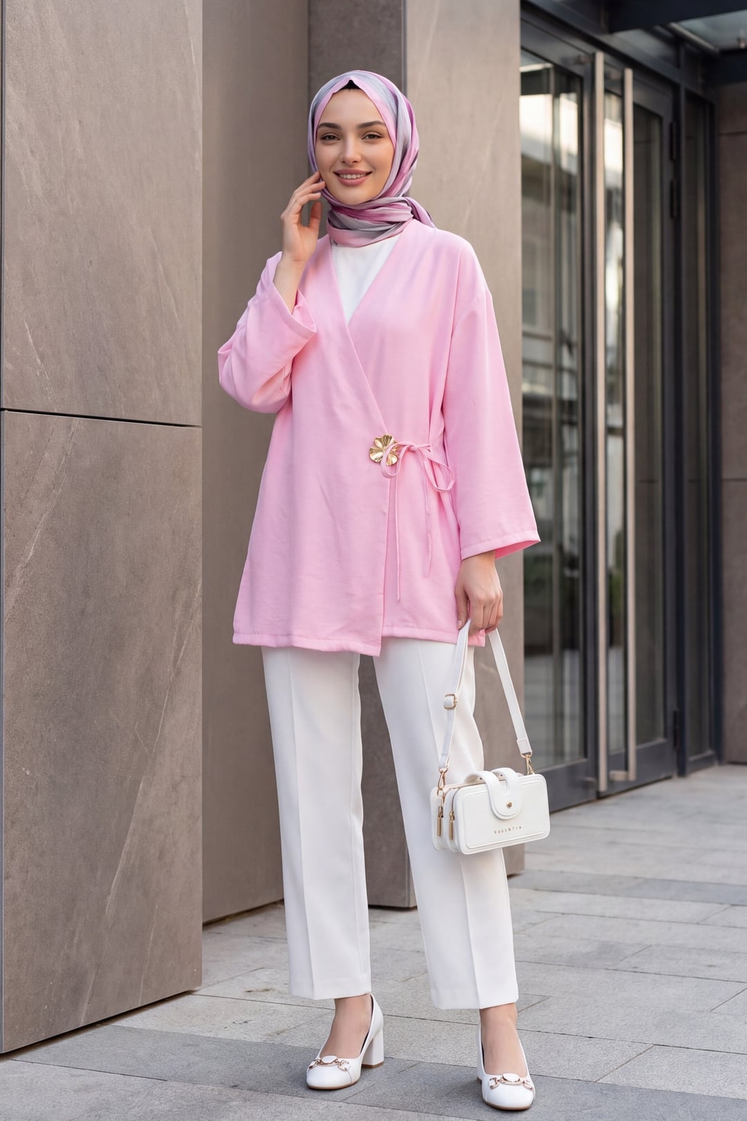 Side Cross Tie Clasp Modal Tunic - Pink - Podyumplus - by Peralane - photo 5