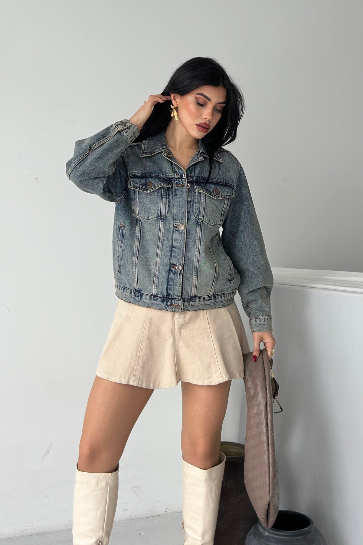 Classic Collar Pocket Button Denim Jacket 6081 Medium Blue - Xlove - by Peralane - photo 4