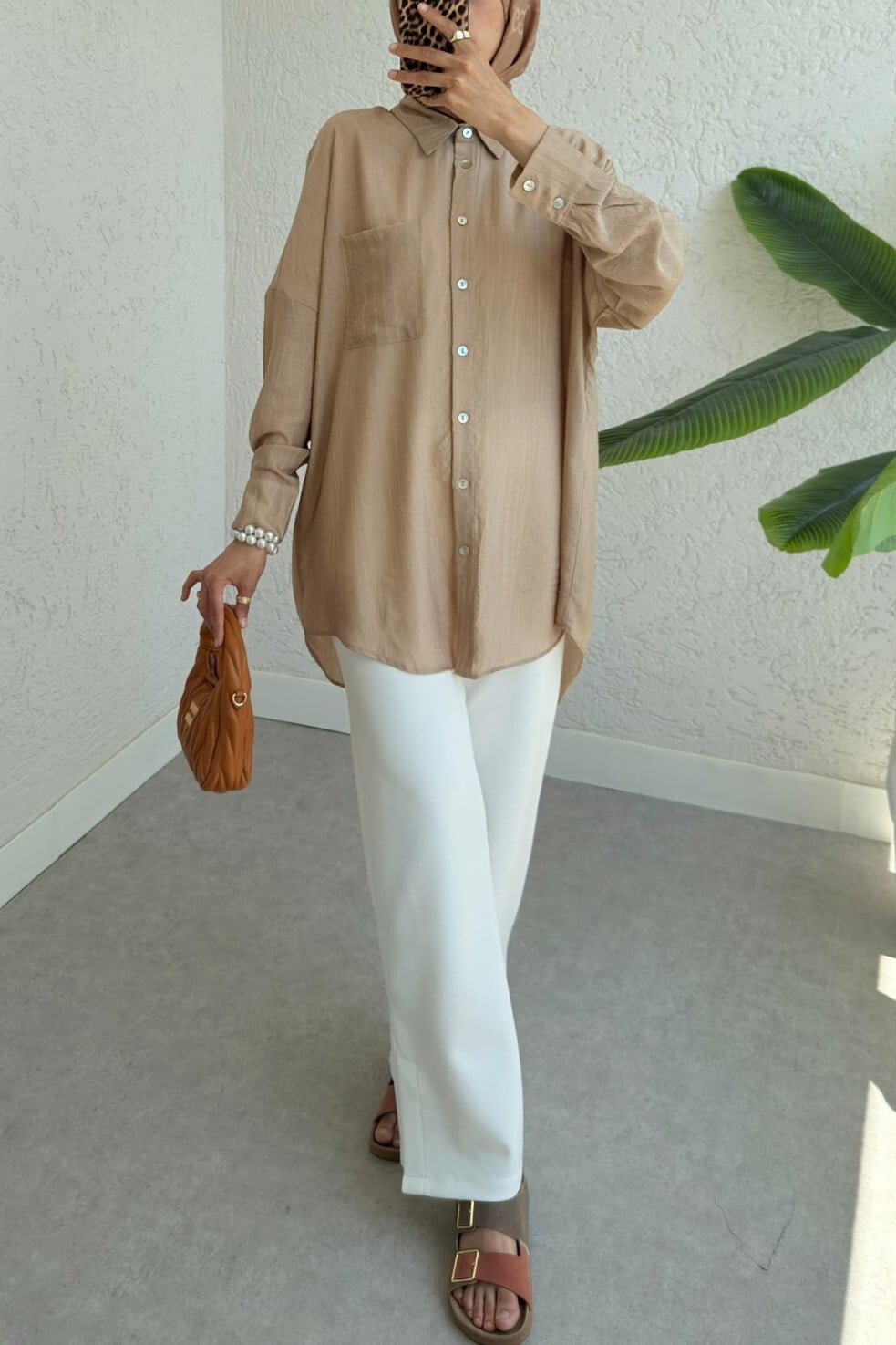 Women's Long-Lined Casual Shirt with Single Chest Pocket - Vizon - Podyumplus - by Peralane - photo 4
