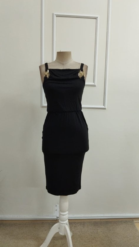 Women's Off-Shoulder Cowl Neck Jersey Dress with Gold-Tone Hardware - Janes - by Peralane - photo 5