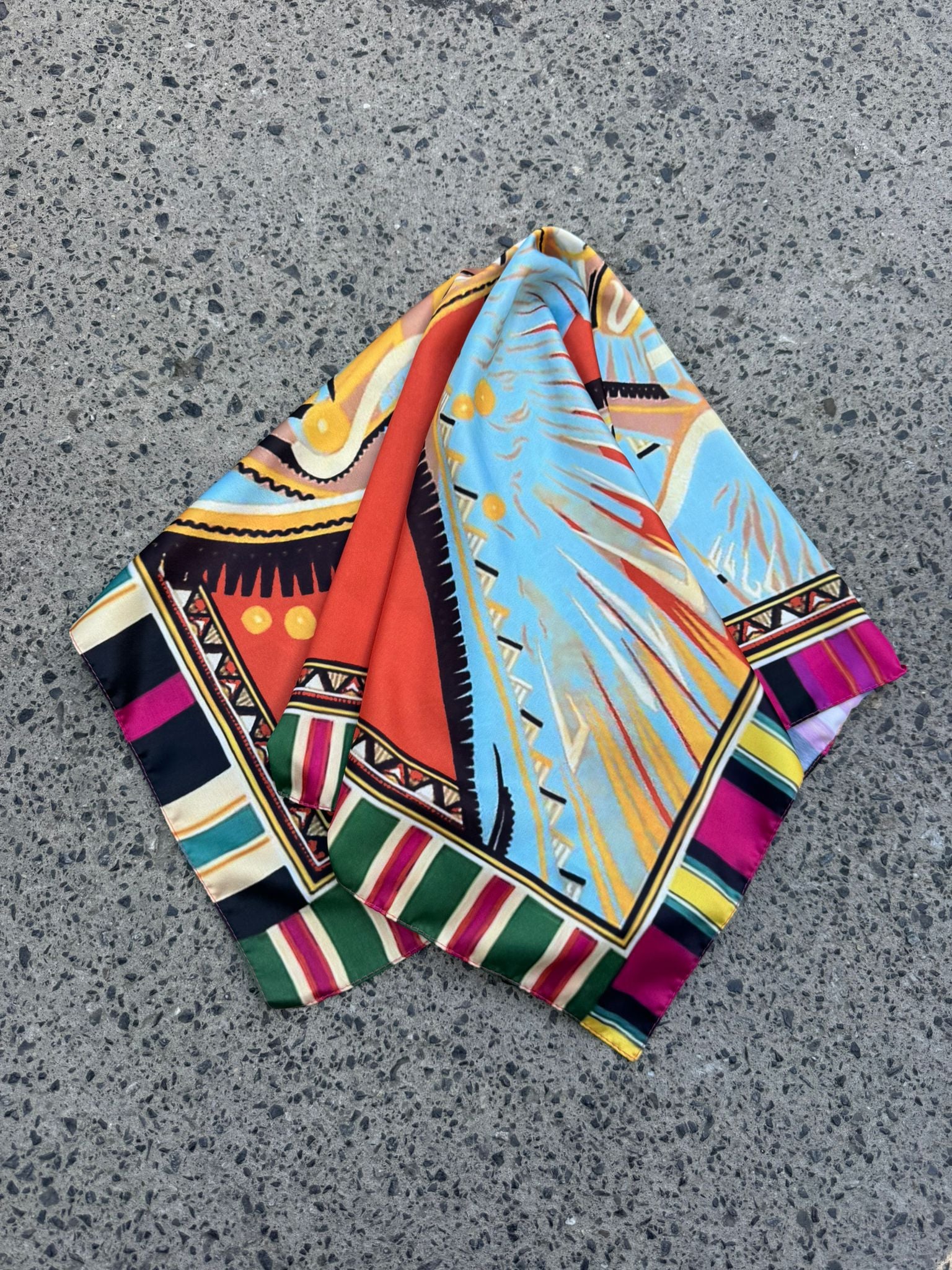 Ethnic Print Satin Bandana Scarf 70x70 cm - Nesvay - by Peralane - photo 5