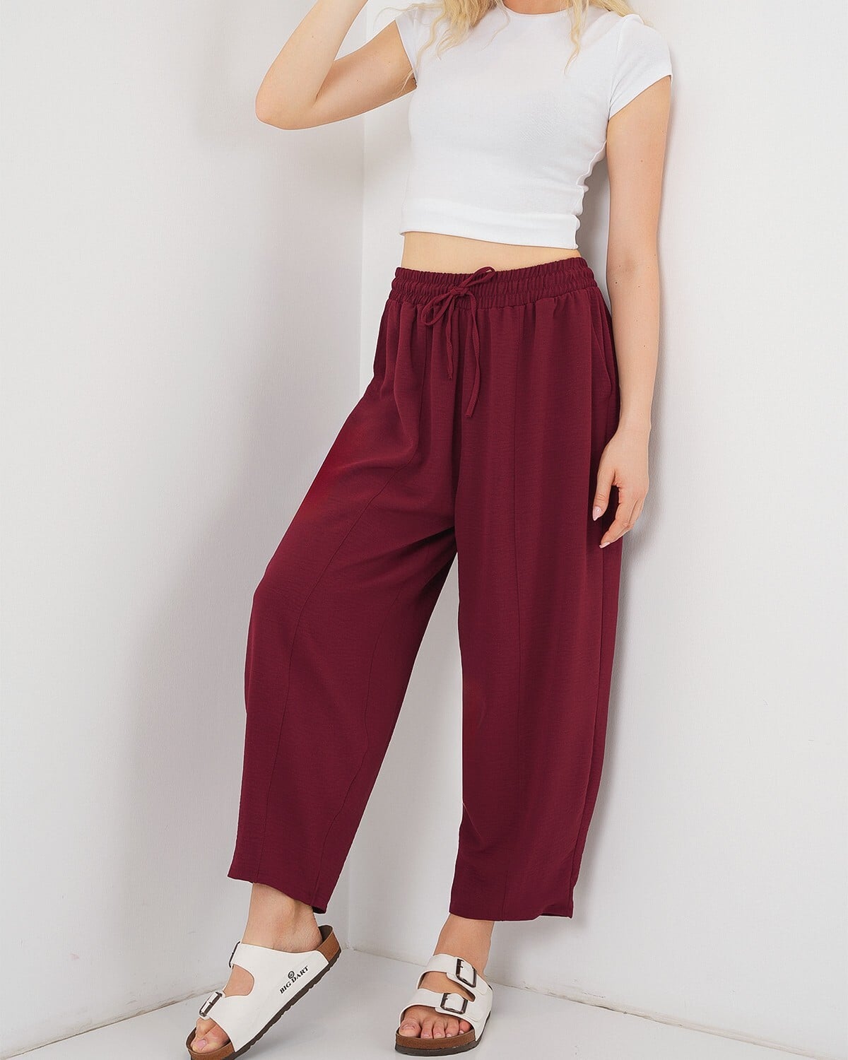 6591 Woven Salvar Trousers - Burgundy - Bigdart - by Peralane - photo 5