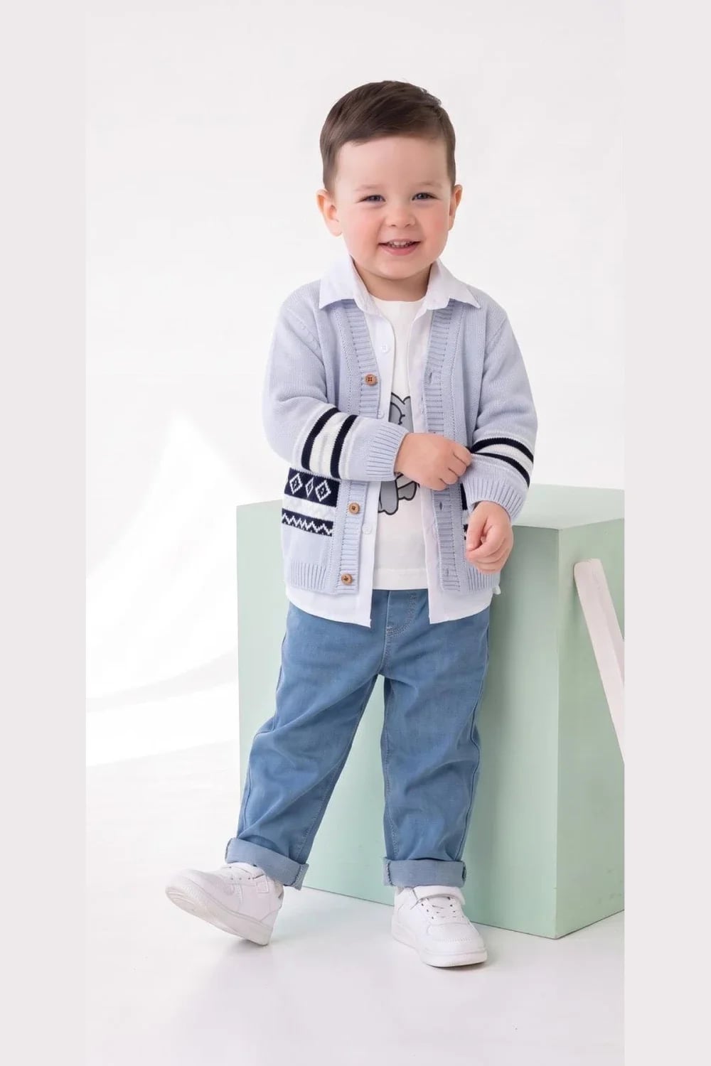 Blue Knit Cardigan Set for Boys (Pack of 4) - Has Bereket - by Peralane