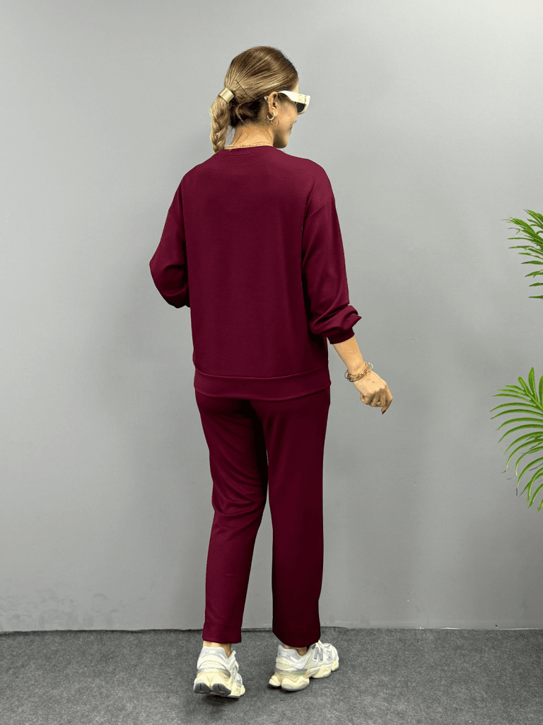 Women's Long Sleeve Crew Neck Viscose Two-Thread Blouse and Trousers Two-Piece Set - Janes - by Peralane - photo 3