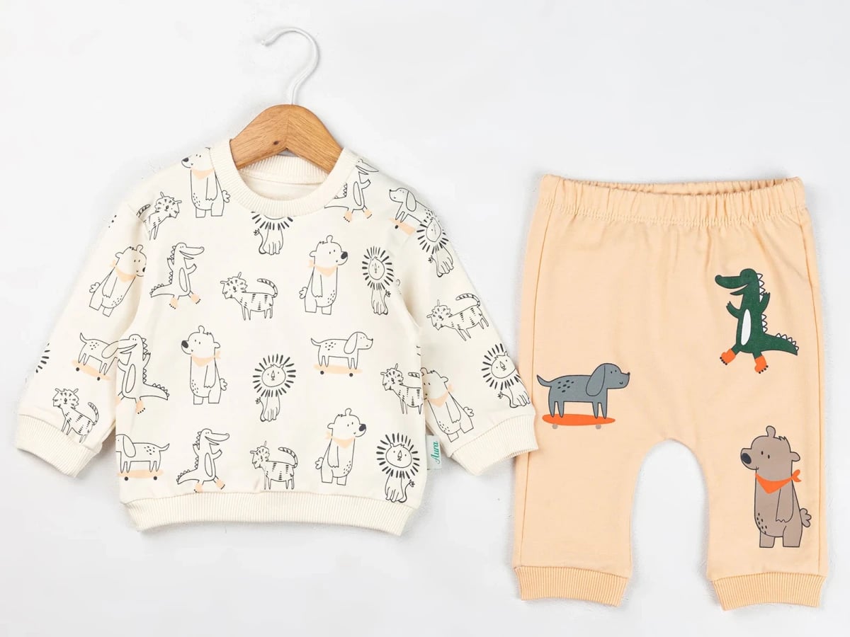 Boys' Animal Print 2-Piece Sweatshirt and Trousers Set - Comix - by Peralane