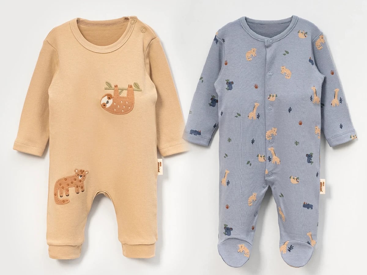 Safari Print Baby Footed Romper Set (4-Pack, 0-3-6 Months) - Vovido - by Peralane