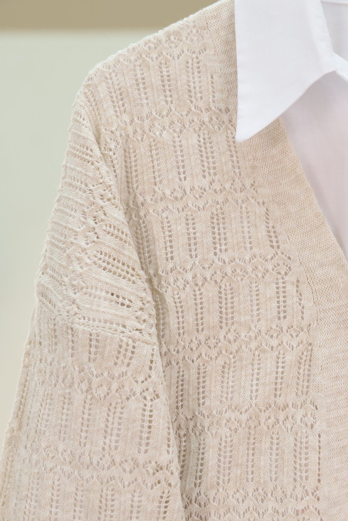 Open-Front Lace Pattern Cardigan in Stone - Women's Spring Cardigan - Podyumplus - by Peralane - photo 5