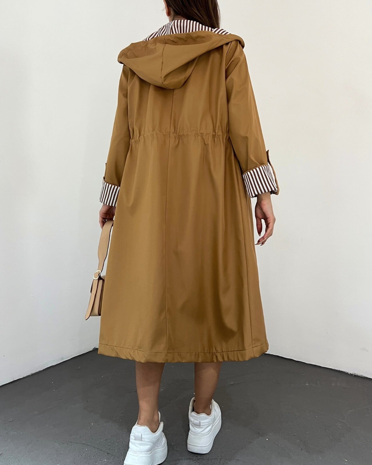 Women's Hooded Belted Trench Coat in Tan - Podyumplus - by Peralane - photo 6