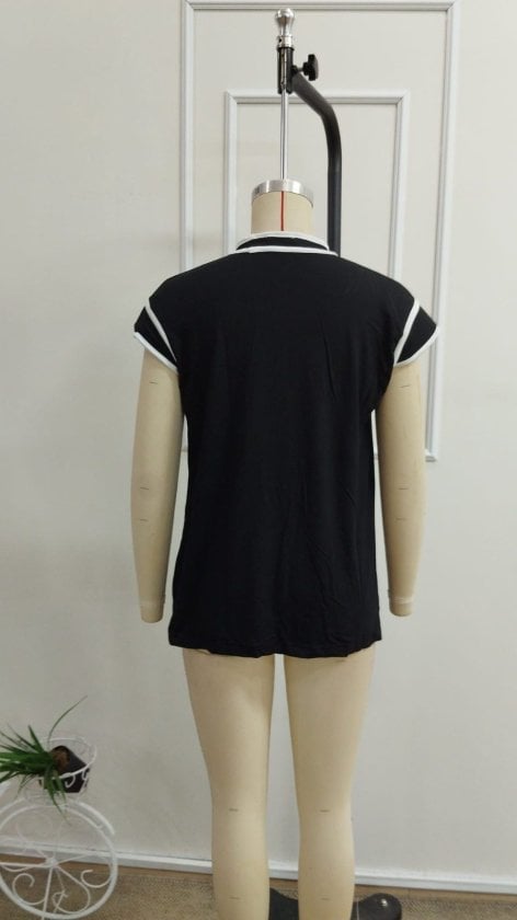 Women's Sleeveless Mock Neck Top with Striped Trim - Janes - by Peralane - photo 8
