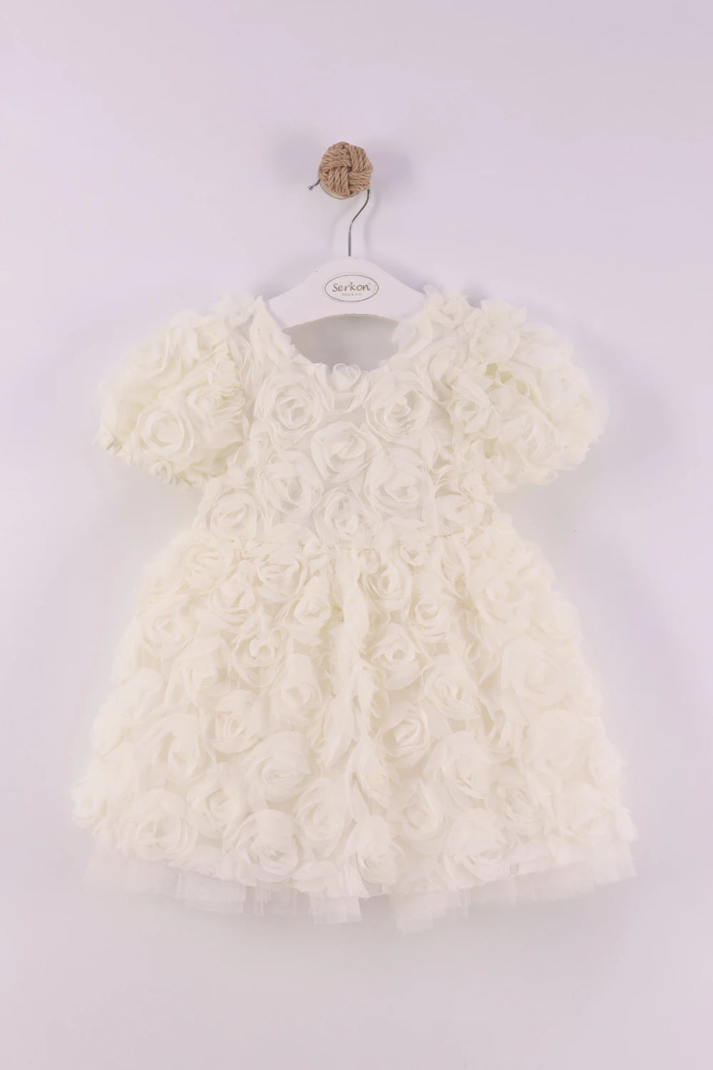 Girls' Floral Applique Dress with Tulle Hem - Serkon Baby - by Peralane