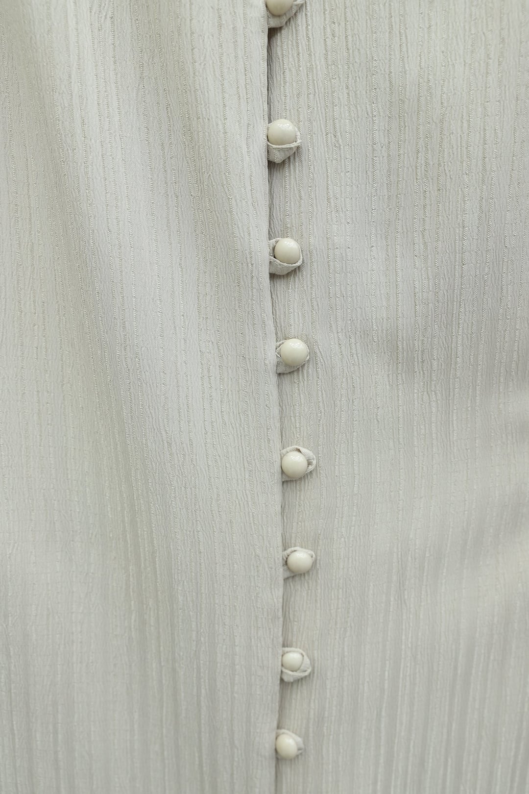 Top Button V-Neck Jacquard Crinkle Tunic - Light Beige - Podyumplus - by Peralane - photo 3