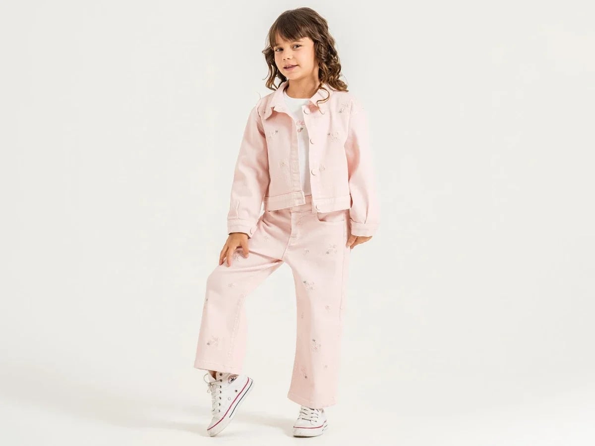 Girls' Embroidered Denim Jacket and Jeans Set - Pampal Kids - by Peralane