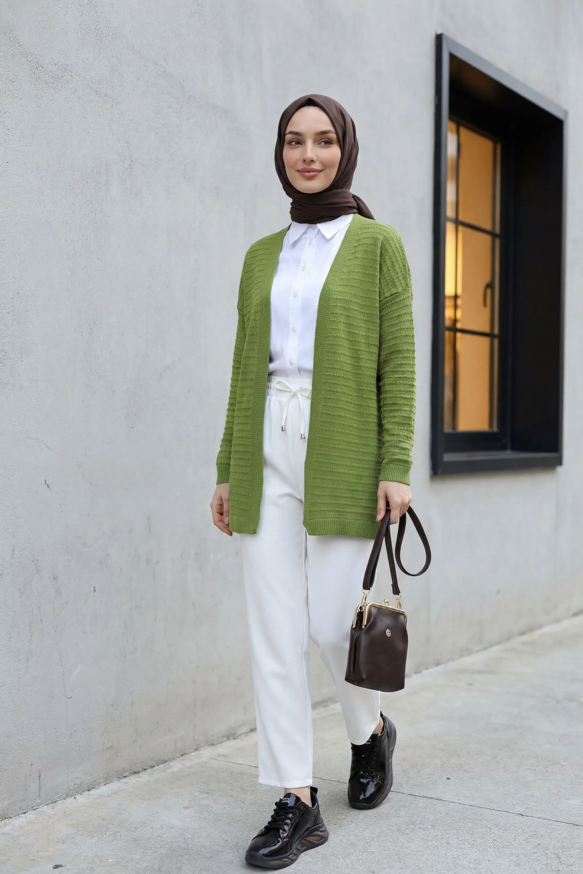 Pom-Pom Detail Light Knit Cardigan - Pistachio Green - Podyumplus - by Peralane