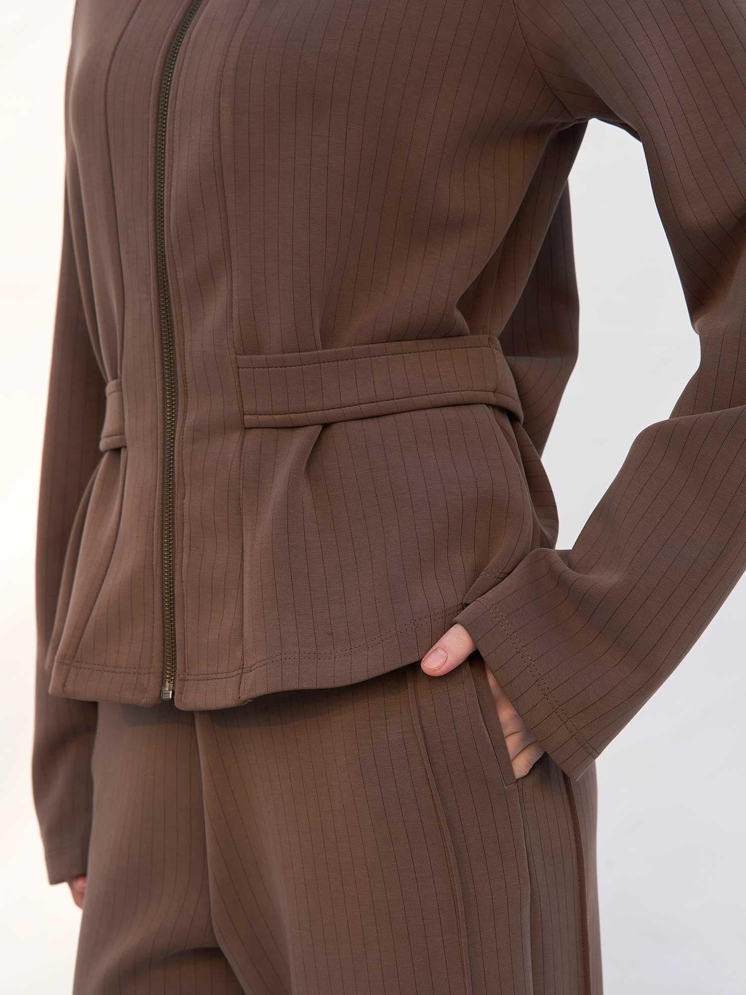 Striped Modal Peplum Jacket and Trousers Set - Lefon - by Peralane - photo 8