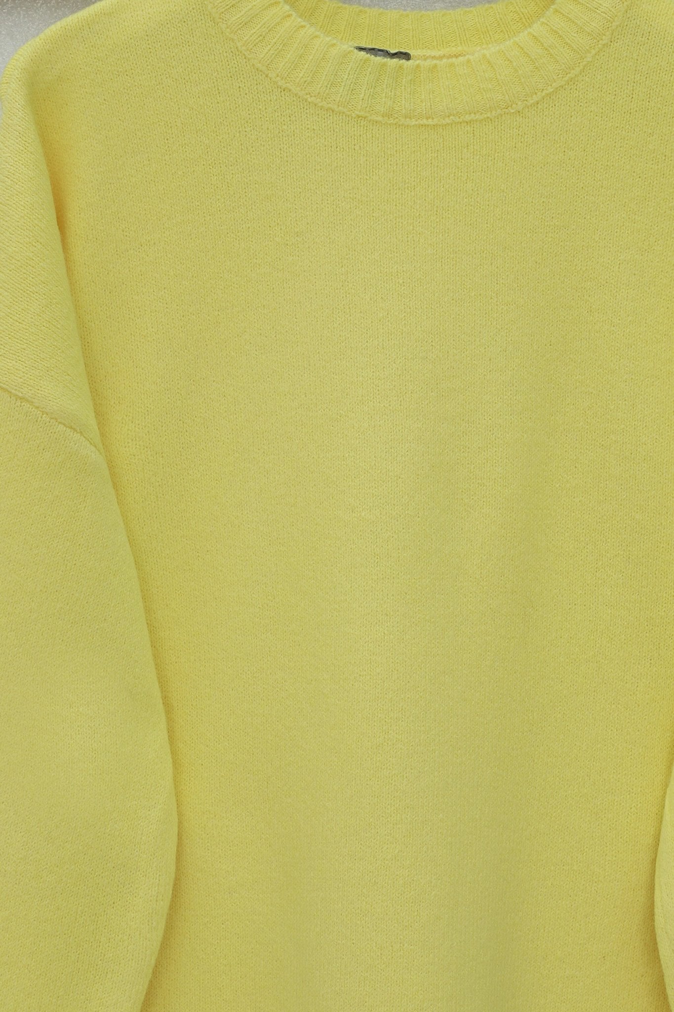 Round Neck Relaxed Fit Knit Sweater - Yellow - Podyumplus - by Peralane - photo 4