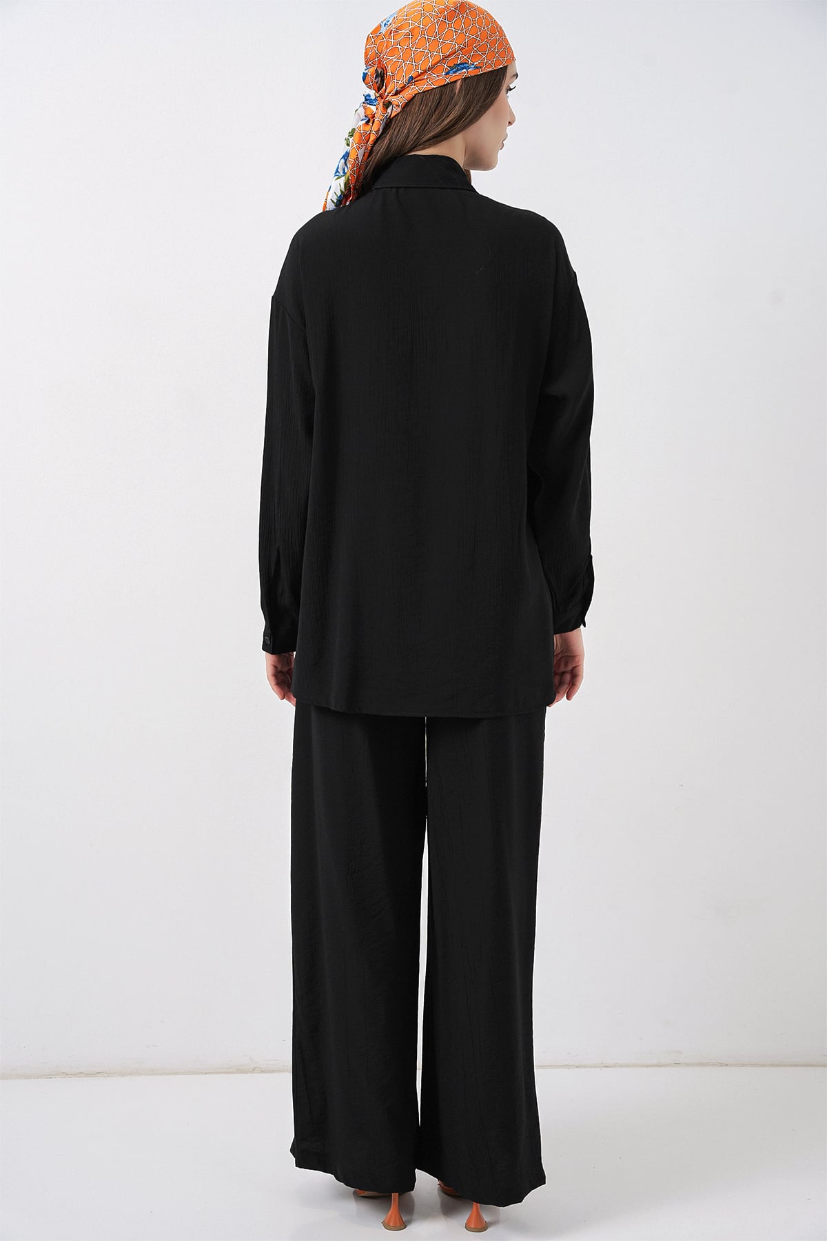 Women's Lace-Up Tunic and Wide-Leg Trousers Two-Piece Set in Black - Bigdart - by Peralane - photo 5