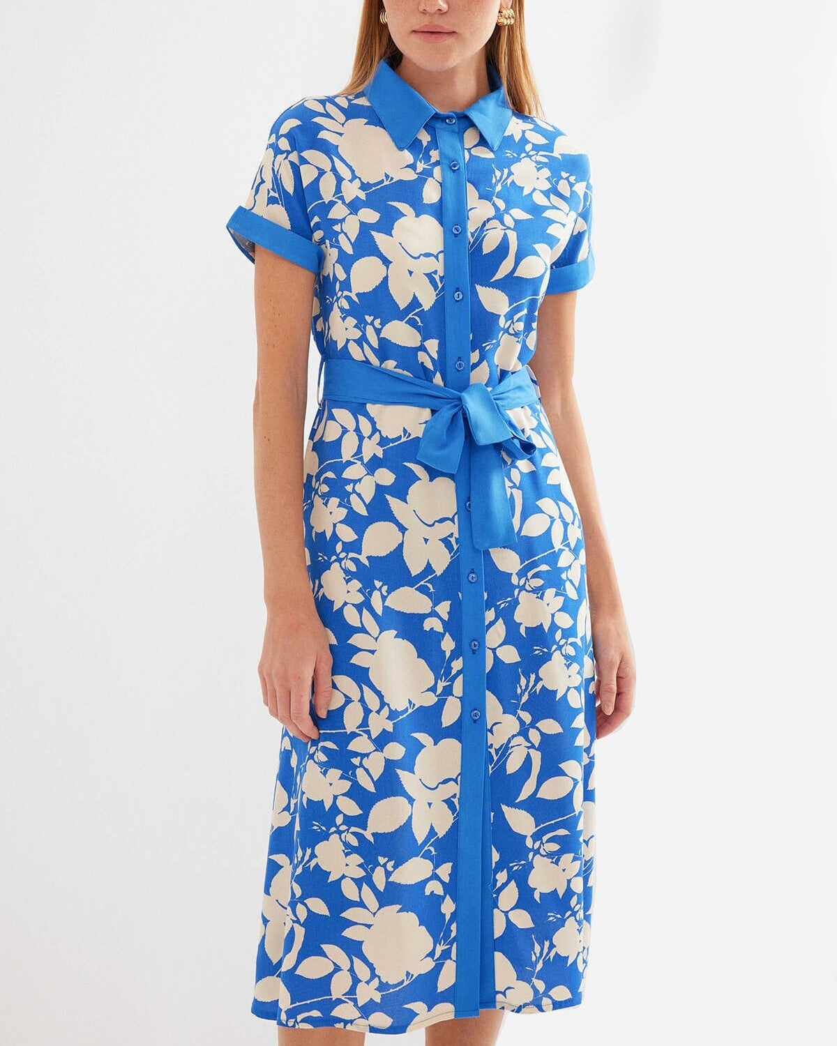 Patterned Shirt Dress - Blue - Wholeskop - by Peralane - photo 2