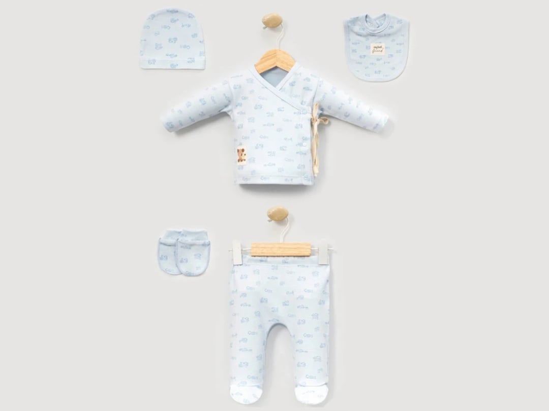 Baby Boy Hospital Exit Set with Bear Motif and Car Print - Pack of 2 - Cayzen - by Peralane