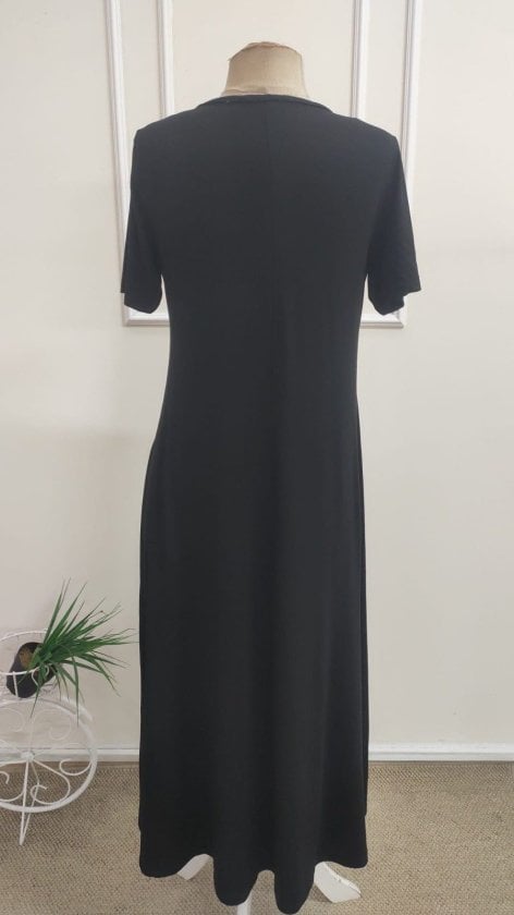 Women's Short-Sleeve Crew-Neck Long Viscose Dress - Janes - by Peralane - photo 5