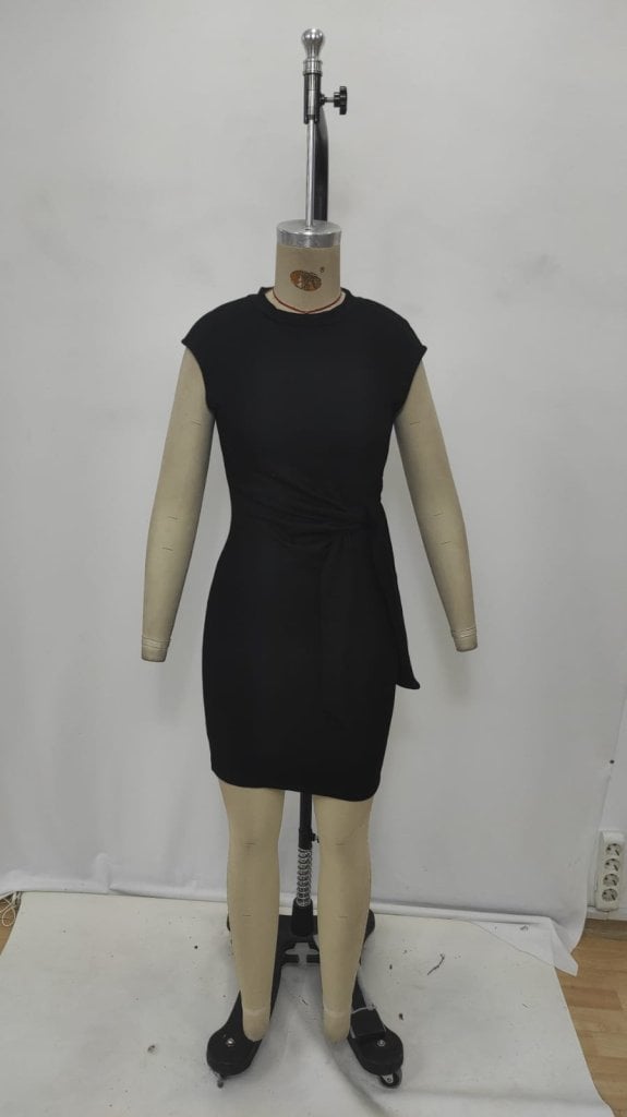 Women's Short Cap Sleeve Crew Neck Tie Waist Modal Mini Dress - Janes - by Peralane - photo 5