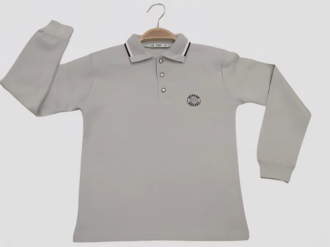 Boys' Classic Long-Sleeve Polo Sweat – Light Grey (Pack of 4) - Tanem Kids - by Peralane