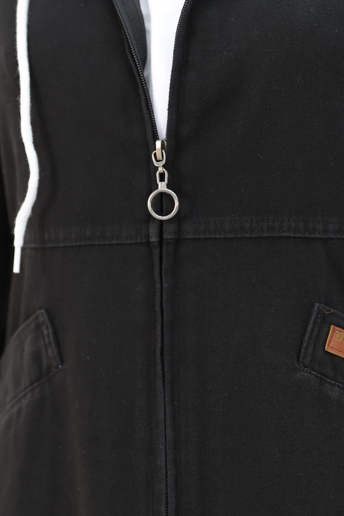 Side Pocket Zip Hooded Denim Jacket - Black - Podyumplus - by Peralane - photo 6