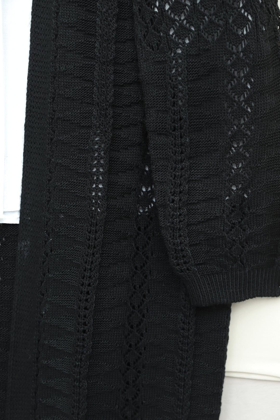 Pom-Pom Mixed Pattern Mid-Length Knit Cardigan - Black - Podyumplus - by Peralane - photo 6