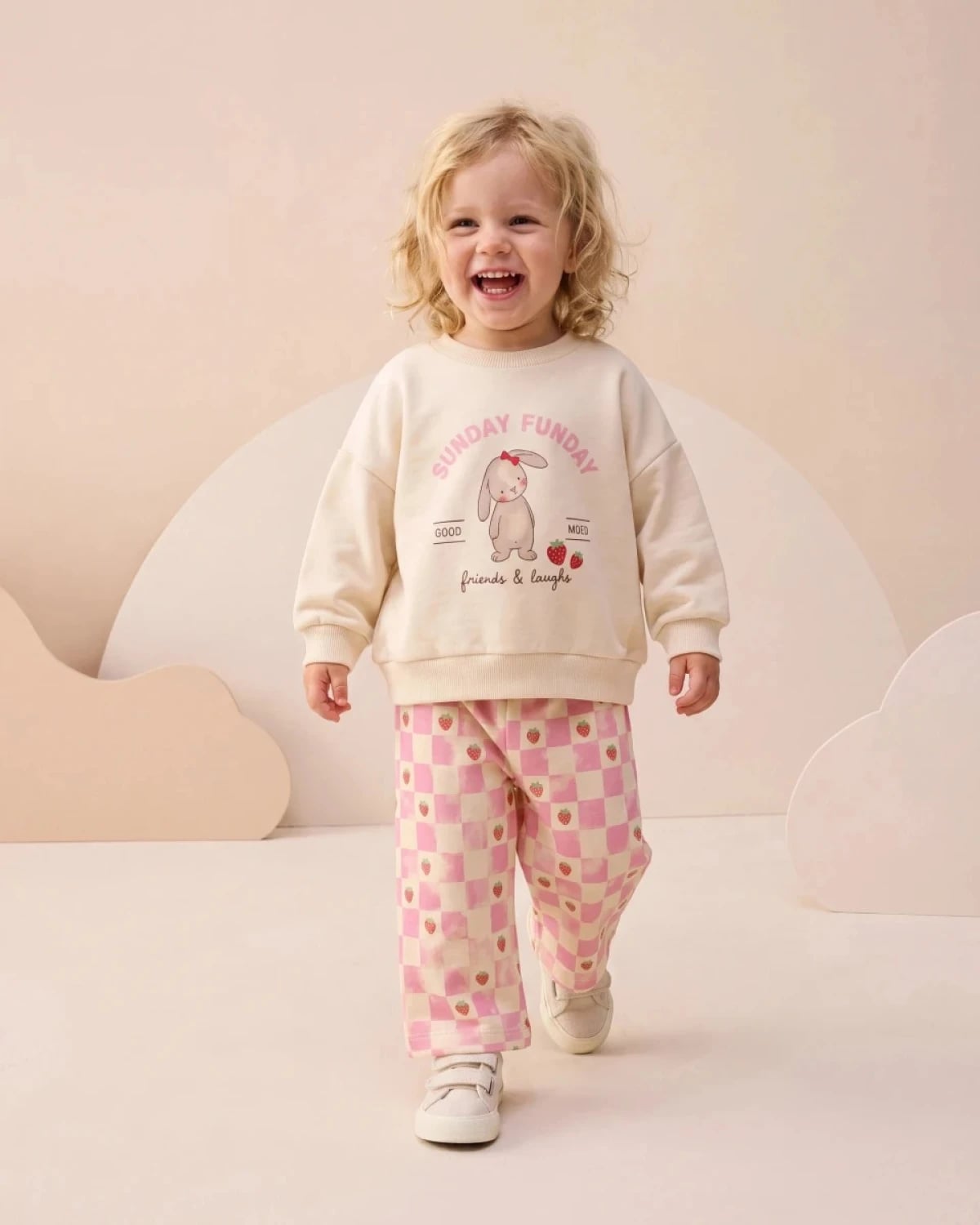 Girls' Two-Piece Cotton Pyjama Set - Pink Check - Interkidsy - by Peralane